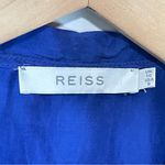Reiss  Ruffled V-Neck Full Zipper Front Violet Blue Lightweight Blouse, Small Photo 6