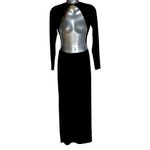 Diosa Women’s Black Backless Velvet Floor Length Dress with Slits Size Small Photo 3