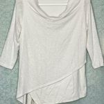 Sympli White Asymmetric Hem Layered Draped Neck 3/4 SLeeve Top Size 6 Photo 0