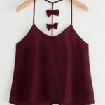 SheIn Maroon Cropped Tank with Bows Photo 0