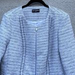 Karl Lagerfeld Paris Tweed Zip Jacket 2 Soft White/Black Fringe Photo 1