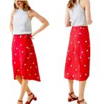 Loft Women's Red & White Polka Dot Wrap Tie Waist Midi Skirt Size 8 Photo 9