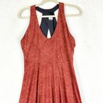 prAna  Saxon Dress Size XL Midi V-Neck Active Outdoor Rust Floret Hankerchief Hem Photo 2