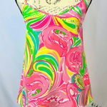 Lilly Pulitzer Dusk Camisole Racer Back 100% Silk Flamingo Print Size M Photo 0
