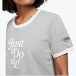 Nike  Women's Size Small Grey Cotton Just Do It Ringer T-Shirt Short Sleeve Photo 0