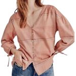 Madewell XXS Morningview tie sleeve button front v neck blouse top TB 2789 Photo 0