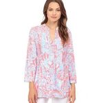 Lilly Pulitzer Sarasota Tunic Pink Sun Ray Summer Siren Pleated Size XL Photo 1