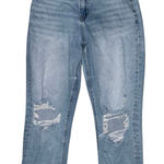 American Eagle  AE curvy mom Jean size 10 short distressed cut light wash denim Photo 0