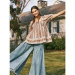 Free People Vintage Lover Blouse Relaxed Cotton Babydoll Cottage Floral XS NWT Photo 2