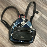 Coach Charlie Mini Americana Denim Pattern Patchwork Studded Rhinestone Backpack Photo 3