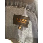 Denim Jacket Aztec Blanket Back Distressed‎ Jean Coat Western Style Blue Size M Photo 5