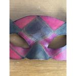 Vintage Ca Macana Venetian Mask Red Black Check Ribbon Tie LeatherHandmade Italy Photo 1