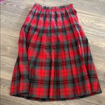 Vintage Canadian made pure virgin wool pleated Plaid Red and Black Skirt Size 10 Photo 0