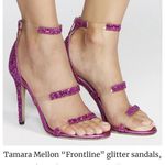 Tamara Mellon Frontline 105 Glitter PVC Sandal Heels Fuschia Hot Pink Glam 35.5 Size undefined Photo 2