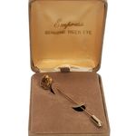 Vtg Empress Genuine Tiger Eye Stone Tie Stick Pin in Original Box Gold Tone Photo 0