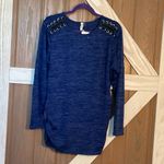 Ny Collection  Blue Knit Top with Eyelet Lacing Detail P2P 21-28” SIZE XL, NWT Photo 1