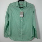 Everlane  Women’s Green & White Cotton Button Down Shirt Size 4 NWT Photo 0