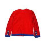 Vintage Castleberry Knit 2pc Skirt Suit Set Red Blue Trim Brass Buttons Size 8 Photo 2