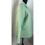 Quacker Factory  Small Green Pink Quilted 100% Silk Jacket‎ Coat Full Zip NEW Photo 2