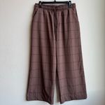 ALBION FIT Albion Audrey Mid Rise Wide Leg Pants Brown Windowpane Women's Size Medium Photo 1
