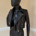 Faux Leather Crop Vest Motorcycle Vest Jacket Coat Trench Crop Sleeveless Top Black Photo 0