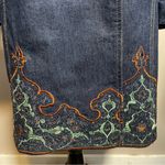 Tracy Porter Vintage Embroidered Denim Jacket Trench Coat Blue Size M Photo 3