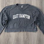 East Hampton Print Crop Grey Crewneck Sweatshirt Gray Photo 0