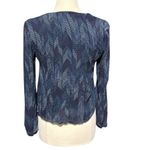 Cloth & Stone Anthropologie Blue Dotted Herringbone V-Neck Blouse Size Small Photo 2
