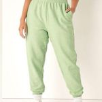 PINK - Victoria's Secret  Green Ribbed Fleece High Waist Jogger Photo 0