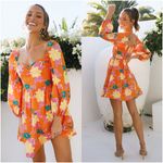 Hello Molly Sweet Macaron Mini Dress In Orange Floral Photo 1