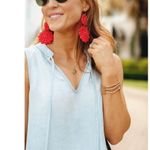 Roberta Roller Rabbit ROLLER RABBIT Macrame Earring Sky Blue Hook Crochet Boho Casual NEW Photo 2