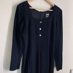 Vintage Parallel Wide Leg Button Front Long Sleeve Black Jumpsuit size 4 Photo 10