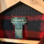 EUC Lauren Ralph Lauren Buffalo Plaid 1/4 zip Sweater Red Size L Photo 3