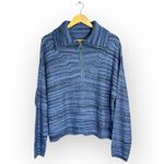 American Eagle New  Women's Size Medium Blue Pullover 1/4 Zip Jacket Linen Wool Photo 2