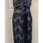 Tadashi Shoji  Gown Sz 6 Navy Lace Floral Overlay Formal Mother Bride/Groom Prom Photo 0