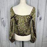 Lush Clothing Lush Feel So Lucky Satin Long Sleeve Romantic Blouse Size S Green Pink Photo 7