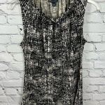 Banana Republic Women’s Sleeveless Ruffle Collar Shell Shirt Black & Tan M Photo 0