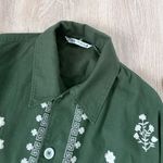 ZARA  Embroidered Linen Cotton Jacket Women, Boho Blazer with Floral Embroidery Photo 5