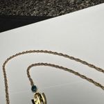 Retro Gold Tone Blue Rhinestone Y Drop Necklace Photo 4