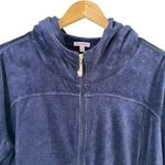 Juicy Couture  Y2K Velvet Hoodie Track Jacket Bling Zipper Pull Tab Navy Blue, XL Photo 1