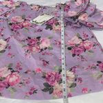 Chelsea & Violet Long Sleeve Ruffle Shoulder Floral Blouse Top Purple XS Photo 10