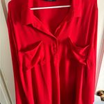Lane Bryant Red Relaxed Button Down Polo Shirt Photo 0