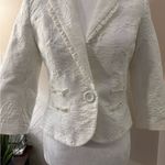 Beth Bowles White/ Ivory Floral Textured Button Blazer Size 8 White Photo 13