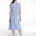 LL Bean Blue Plaid Sleeveless Midi Dress Pockets Size LARGE‎ Photo 1