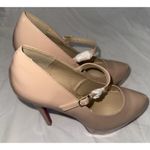 Nude High Heel Platform Shoes Womens Size 9.5 Wedding Prom Faux Patent Leather Tan Photo 2