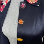 Vintage Platinum Satin Floral Maxi Skirt Crop Jacket Top Set Blue Multi Medium Photo 6