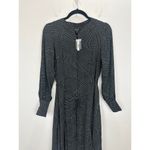 Madewell  Tie Waist Midi Dress Dot Black Long Sleeve A Line Godet Small NWT Photo 7