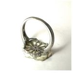 Sterling silver mother of pearl moveable vintage flower ring Photo 7