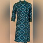 Premise  Bright Blue/Green Medallion Shift Dress Sz M With Lining 3/4 Sleeves Photo 3