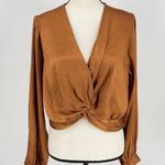 DO+BE Top S Blouson V Neck Popover Long Sleeve Party Cocktail Sexy Holiday Small Photo 0